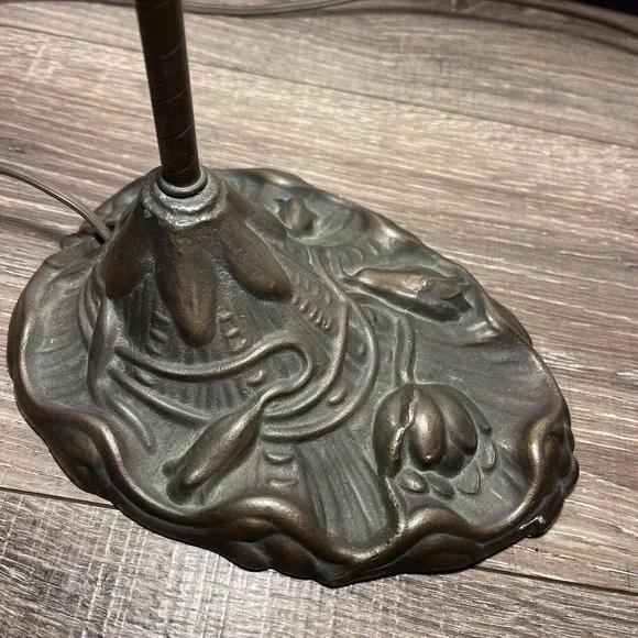 Vintage Gilbert Floral Tulip Lilly Pad Table Lamp USA Bronze Base RARE